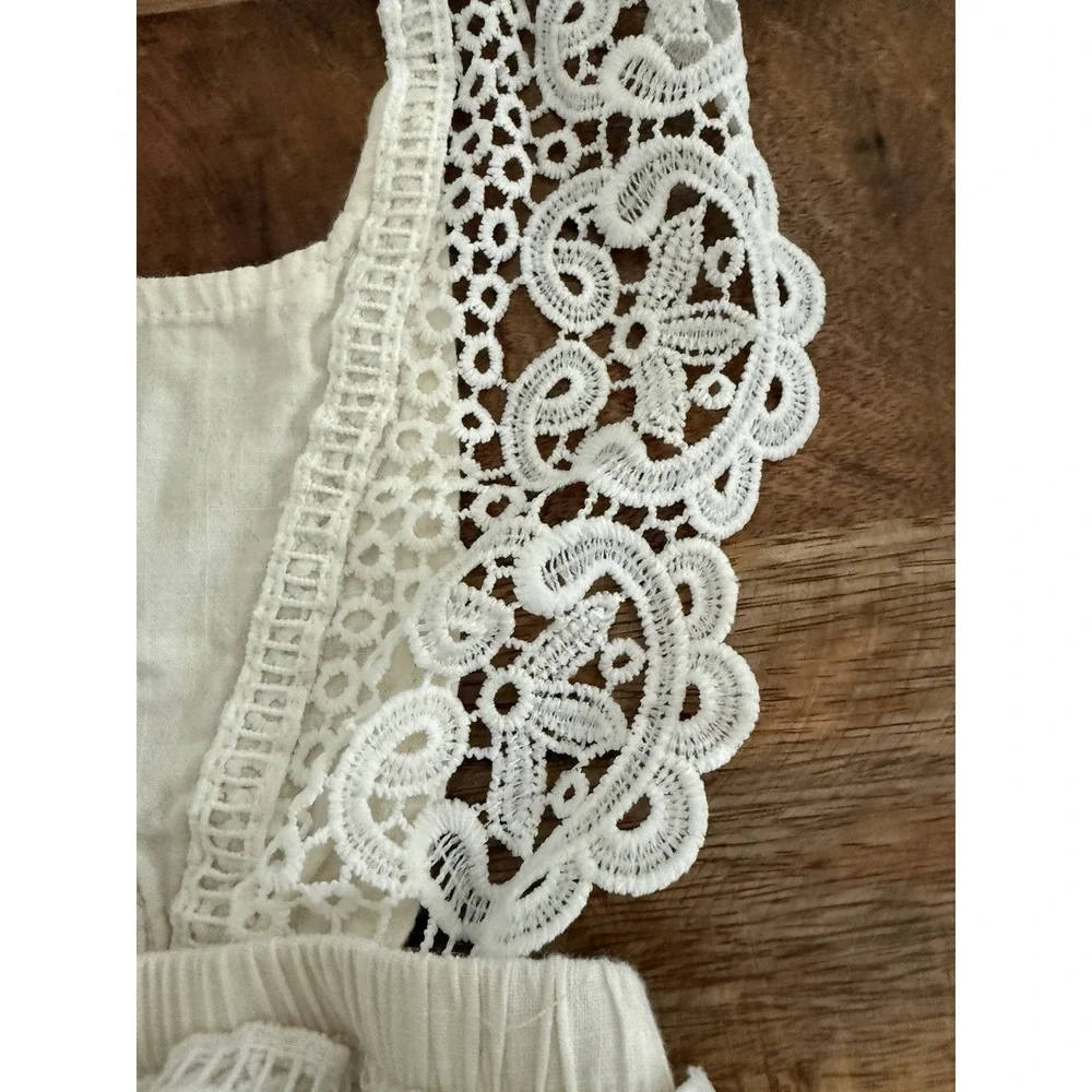 Baby Girl Boho Lace Romper Ivory Bubble Outfit Size 80 12‎ Months Photography